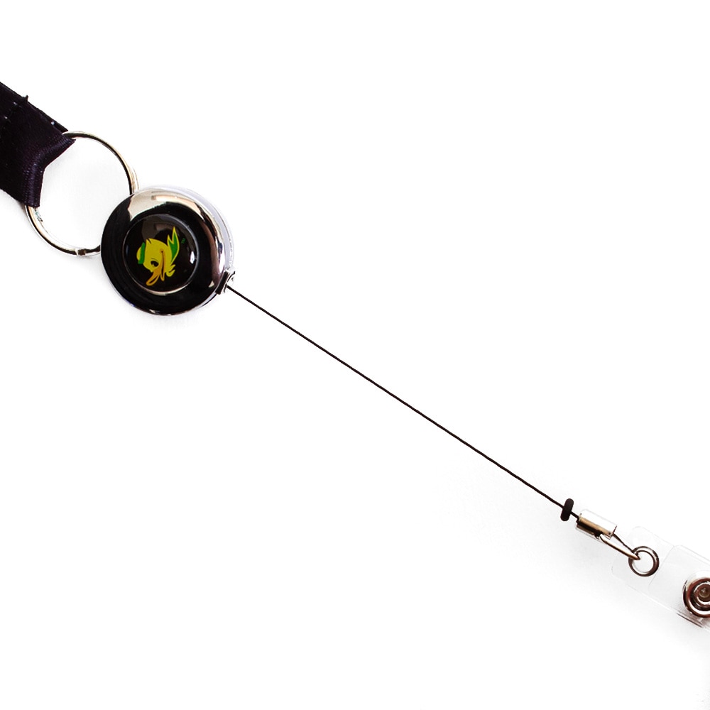 Fighting Duck, Neil, Black, Lanyard, Gifts, 0.75", Badge, Reel, University of Oregon, 960324